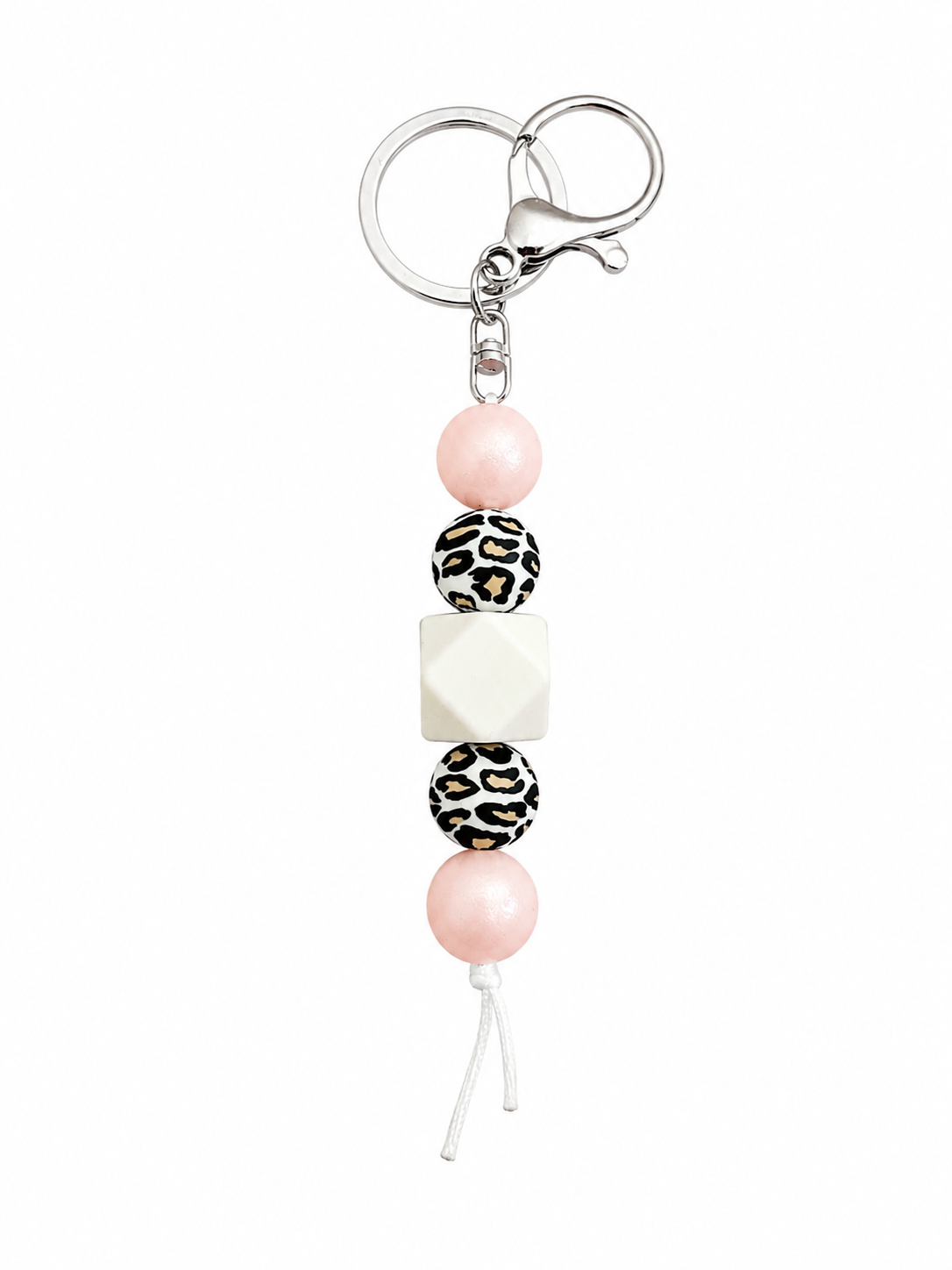 Pink Pearl Cheetah Keyring
